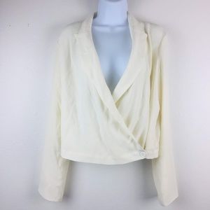 Anthropologie Ettitwa Wrap Blazer Blouse 4 Ivory